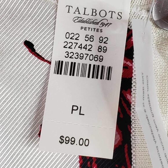 Talbots Sweater Cardigan Silk Butterflies Women’s Size Large L Petite White New - Picture 9 of 10